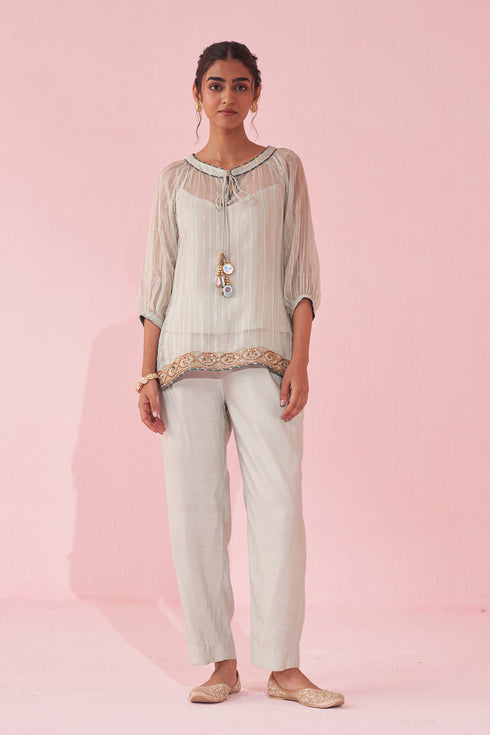 Gajara Pale Blue Shirt Pant Set